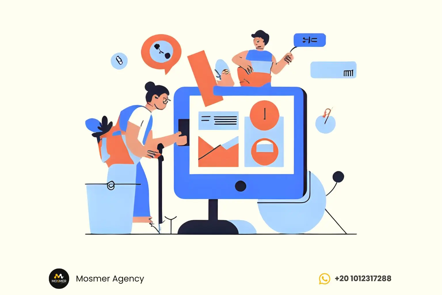 Illustration of a creative team working at an advertising agency.